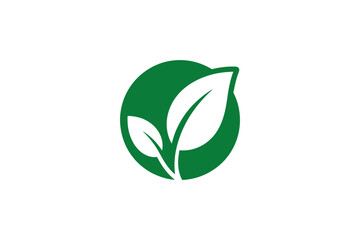 Organic green leaf logo design for eco friendly brand