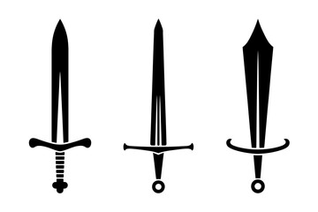 Swords silhouettes vector medieval weapon design