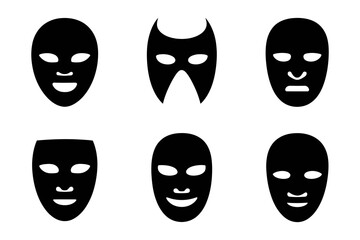 Collection of black carnival mask vector design