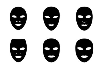 Collection of black mask silhouette vector design
