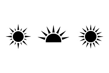 Sun icons sunrise sunset sunny day vector graphic