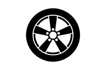 Obraz premium Black and white car wheel vector graphic design