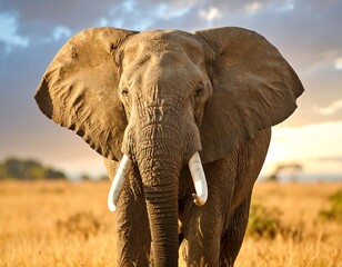 Obraz premium Elephant in golden savanna