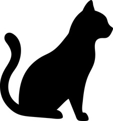 Elegant black cat silhouette illustration on a clean white background perfect for Halloween designs pet related projects or minimalist graphic elements