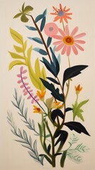 Flower frame painting pattern plant.