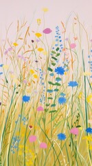 Flowers field outdoors painting plant.