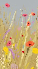 Flowers field outdoors painting plant.