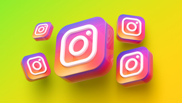 3D Instagram Logo Icons Background