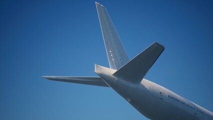 Airplane in the sky, over the cloudy sky
