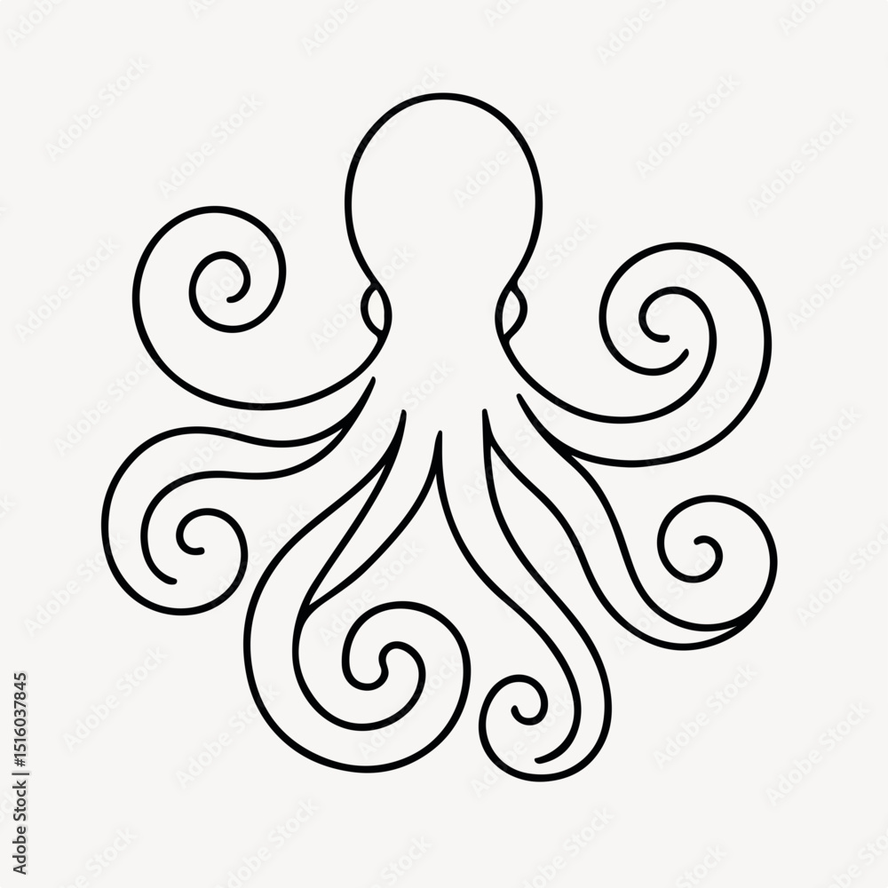 Poster stylish octopus line art: elegant line drawing of an octopus with swirling tentacles. a minimalist d