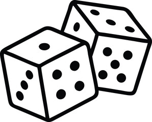 Two Dice icon. casino symbol isolated on White Background, gambling game business concept, Vector Illustration