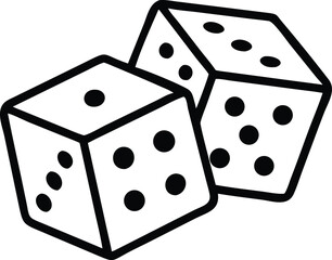 Two Dice icon. casino symbol isolated on White Background, gambling game business concept, Vector Illustration