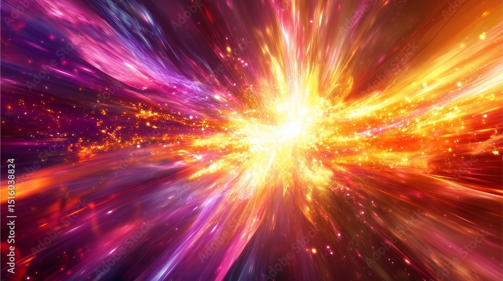 Poster cosmic burst of color and energy: an abstract, dynamic representation of a cosmic event unfolds, rad