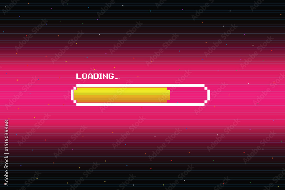 Poster loading. pixel art. 8 bit. retro game. for game assets in vector illustrations. retro futurism sci-f