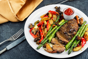 Freshly baked duck breast.