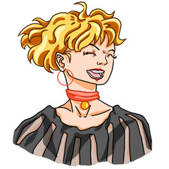 girl with hairstyle and fashion dress 