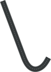 Wavy Curve road. Top view of racetrack. Winding road from top view vector illustration. Empty highway asphalt road, Ariel View Road, Empty highway black asphalt road with dividing lines.