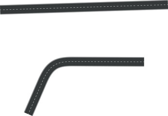 Wavy Curve road. Top view of racetrack. Winding road from top view vector illustration. Empty highway asphalt road, Ariel View Road, Empty highway black asphalt road with dividing lines.