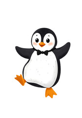 Cute Cartoon Penguin Illustration: Happy Penguin in Bow Tie png, transparent background