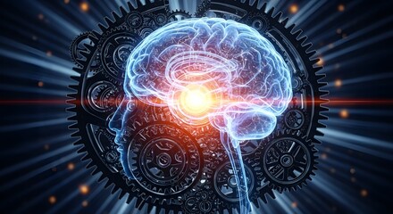 Futuristic Artificial Intelligence Brain with Circuitry and Neon Lights