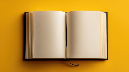 Open Blank Book on Yellow Background, Ideal for Creative Writing and Educational Concepts, Representing Opportunity and Imagination : Generative AI