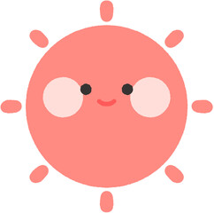 귀엽고 밝은 햇님, 태양 아이콘 캐릭터 일러스트