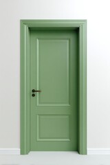Green Painted Door Against White Wall, Illustrating Home Improvement and Real Estate Opportunities, Ideal for Interior Design Projects and Renovation Concepts : Generative AI