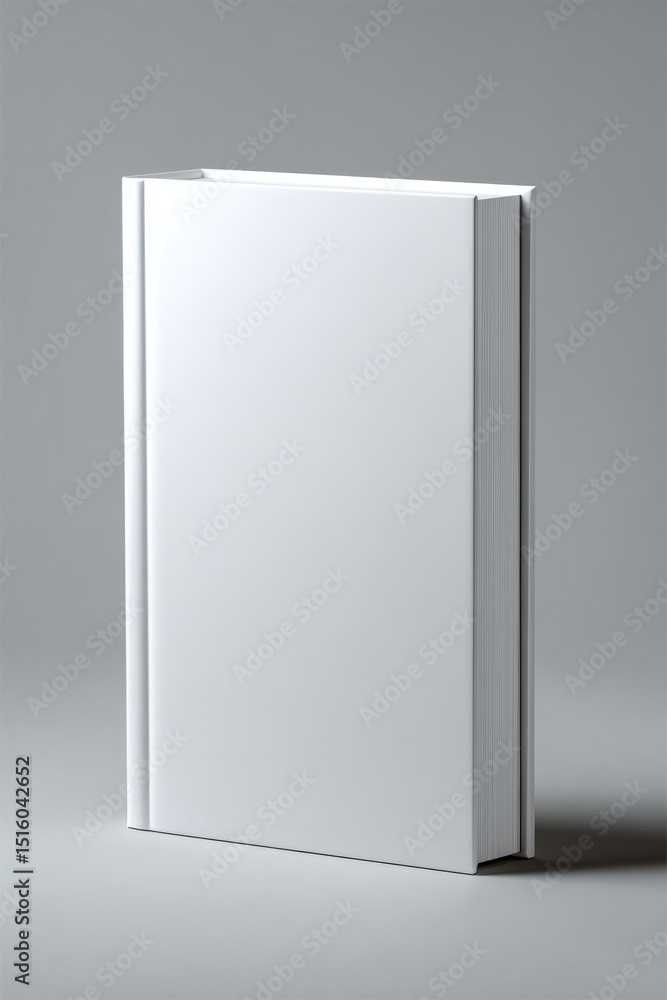 Aufkleber white book standing vertically on gray background, representing knowledge and education resources fo