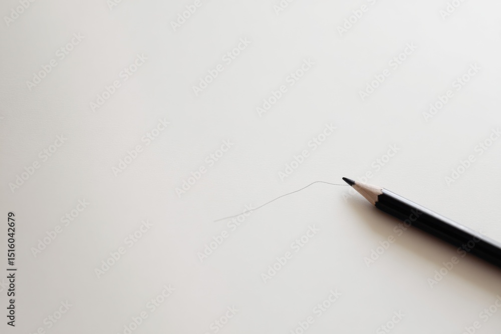 Poster pencil drawing a line on white paper, illustrating creativity and artistic expression for design pro