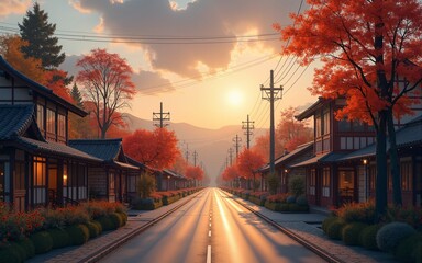 緑の木々と青い太陽が織り成す美しいコントラストの夕暮れ時の景観. High quality