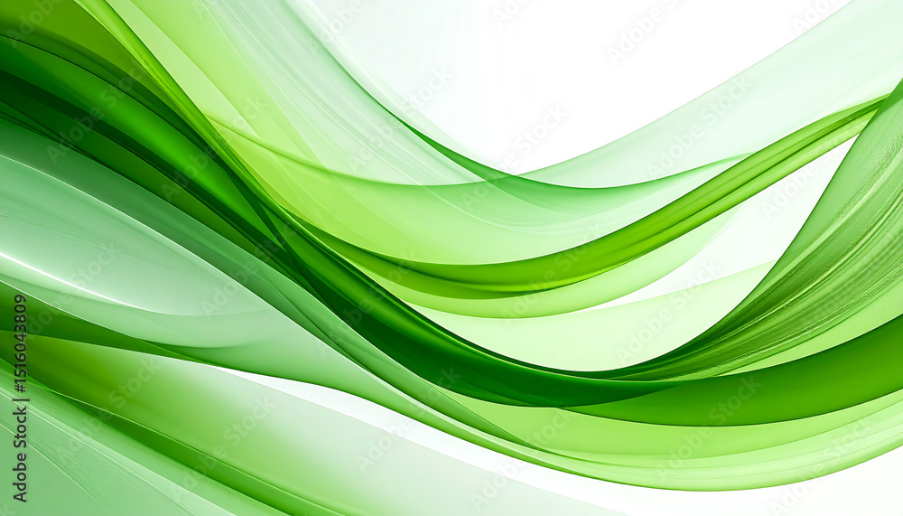 Aufkleber flowing abstract waves in shades of green and white create a dynamic and vibrant background.