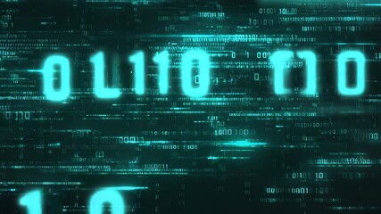 a digital binary background featuring a grid of glowing, light blue binary code and abstract technological elements. Various numbers and symbols, primarily ones and zeroes, are scattered across the  - Powered by Adobe