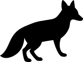 Black and white vector silhouette illustrations of wild mammals including a wolf and fox