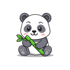 hand drawn Cute kid panda bear cartoon character in flat design. vector illustration