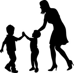 Silhouette of mother and child, a loving family illustration