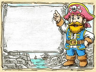 AI-generated pirate with a blank black page
