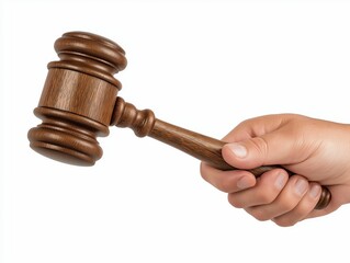 Hand Holding Wooden Gavel