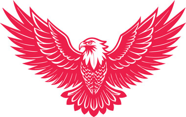 Crimson eagle with wings spread wide a bold graphic design of a majestic bird in flight