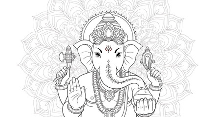 Ganesha Coloring Page for Adults
