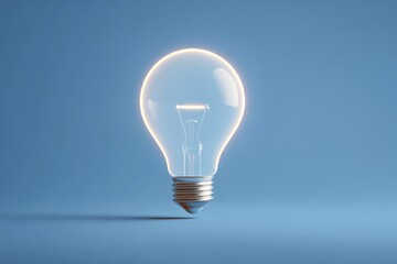 Illuminated lightbulb against a plain backdrop.