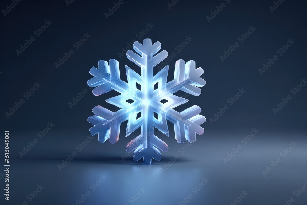 Poster illuminated snowflake design on a dark background.