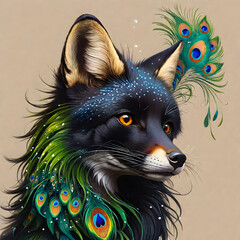 peacock fox, a portrait