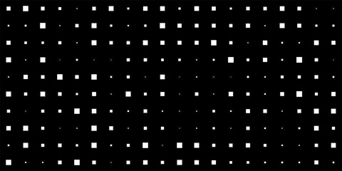 Seamless dotted black square pattern on white background. Geometric minimal digital design with different square shapes. Abstract vector illustration.