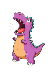 Fototapeta premium Cute Purple Dinosaur Illustration: Roaring Cartoon Dino png, transparent background