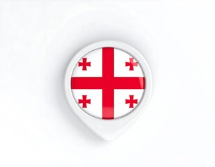 Fototapeta premium White map marker with Georgian flag