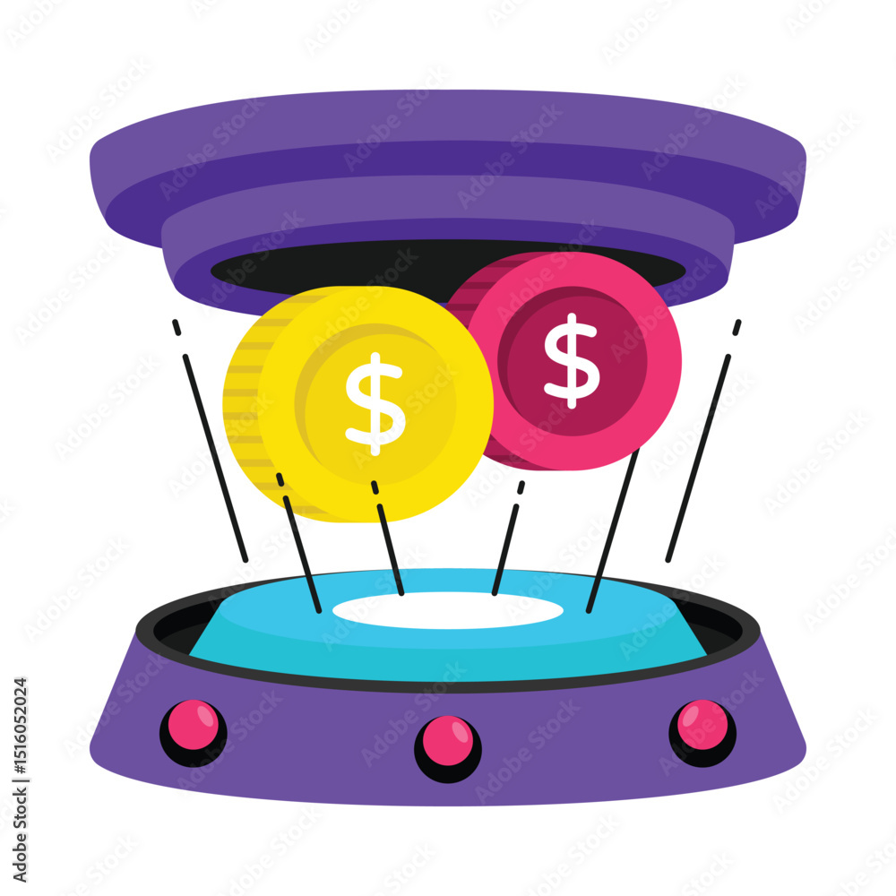 Poster virtual wallet vector style icon. eps 10 file