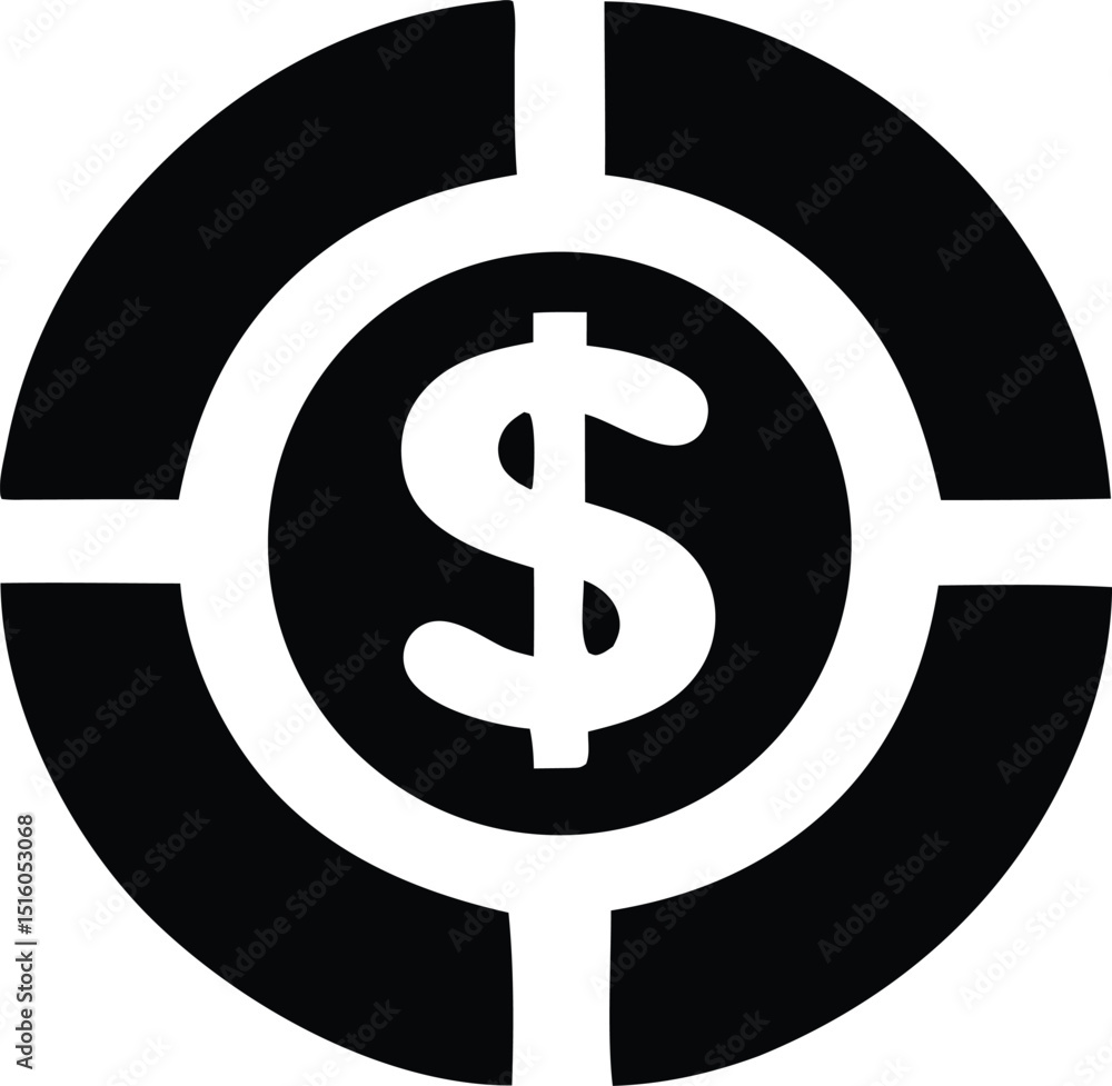 Poster abstract target graphic featuring a dollar sign in the center for financial targeting concepts