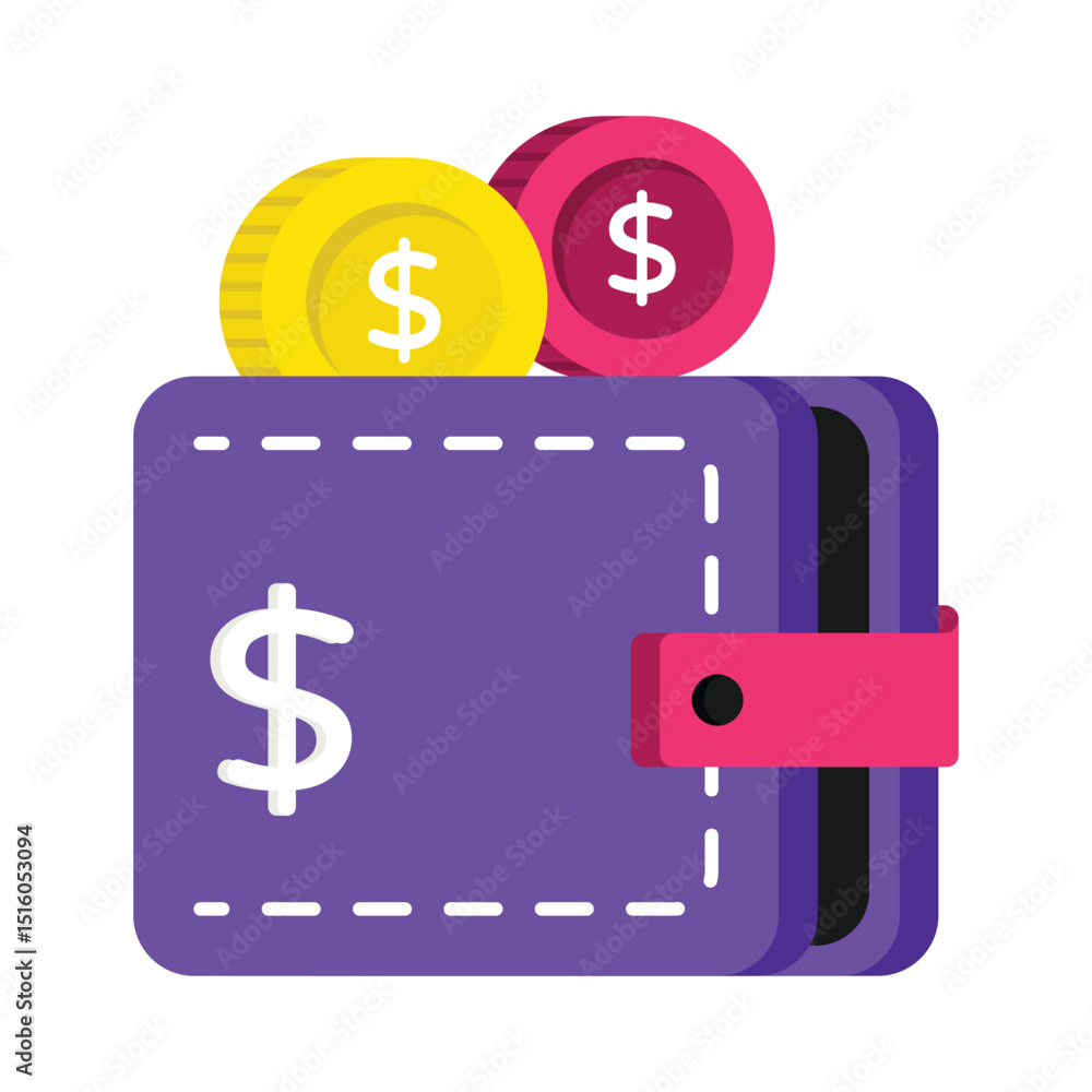 Aufkleber digital wallet vector style icon. eps 10 file