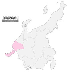 日本地図 中部地方 福井県 県境有り 03