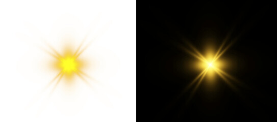 PNG sparkle and starburst explosion in bright yellow light with glowing star shimmer, star magic...